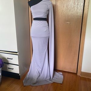 One shoulder floor length evening dress